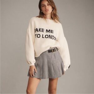 Maeve Cream Sweater with Black Text